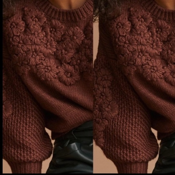 Anthropologie NWT Textured Floral Sweater Size M.***Coming soon*** - Picture 3 of 8